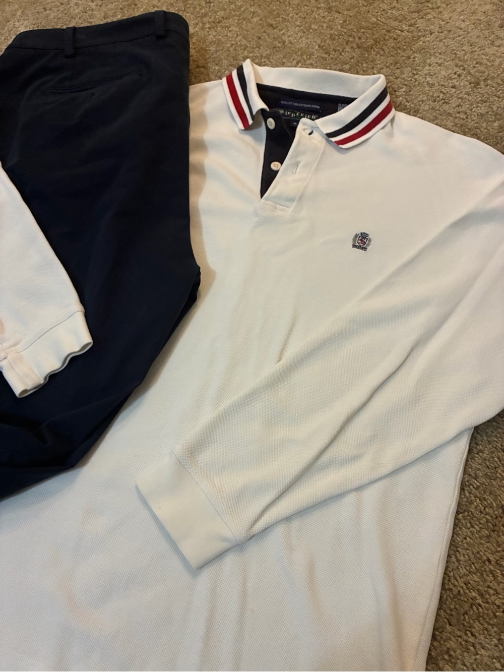 Vintage 90s Siegfried Long Sleeve Rugby Polo Shirt White - Size M preppy